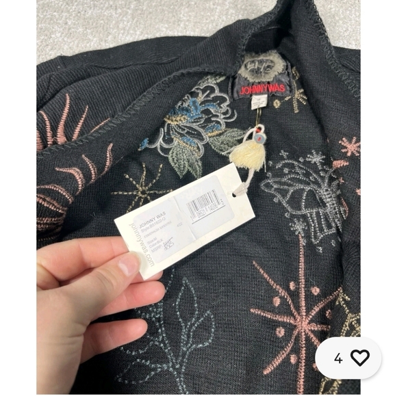 Johnny Was Black Sweater with Multicolor Embroidery - Picture 7 of 15